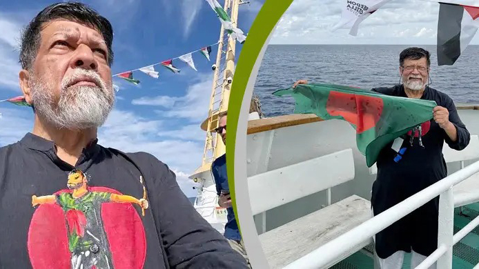 শহিদুল আলমের জাহাজের উপর দিয়ে উড়ে যাচ্ছে সামরিক বিমান